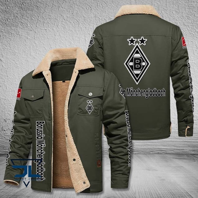 Borussia Mönchengladbach Bundesliga Style Fleece Thermal Cotton Jacket For Fans