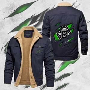 Borussia Mönchengladbach Bundesliga Style Fleece Thermal Cotton Jacket For Fans