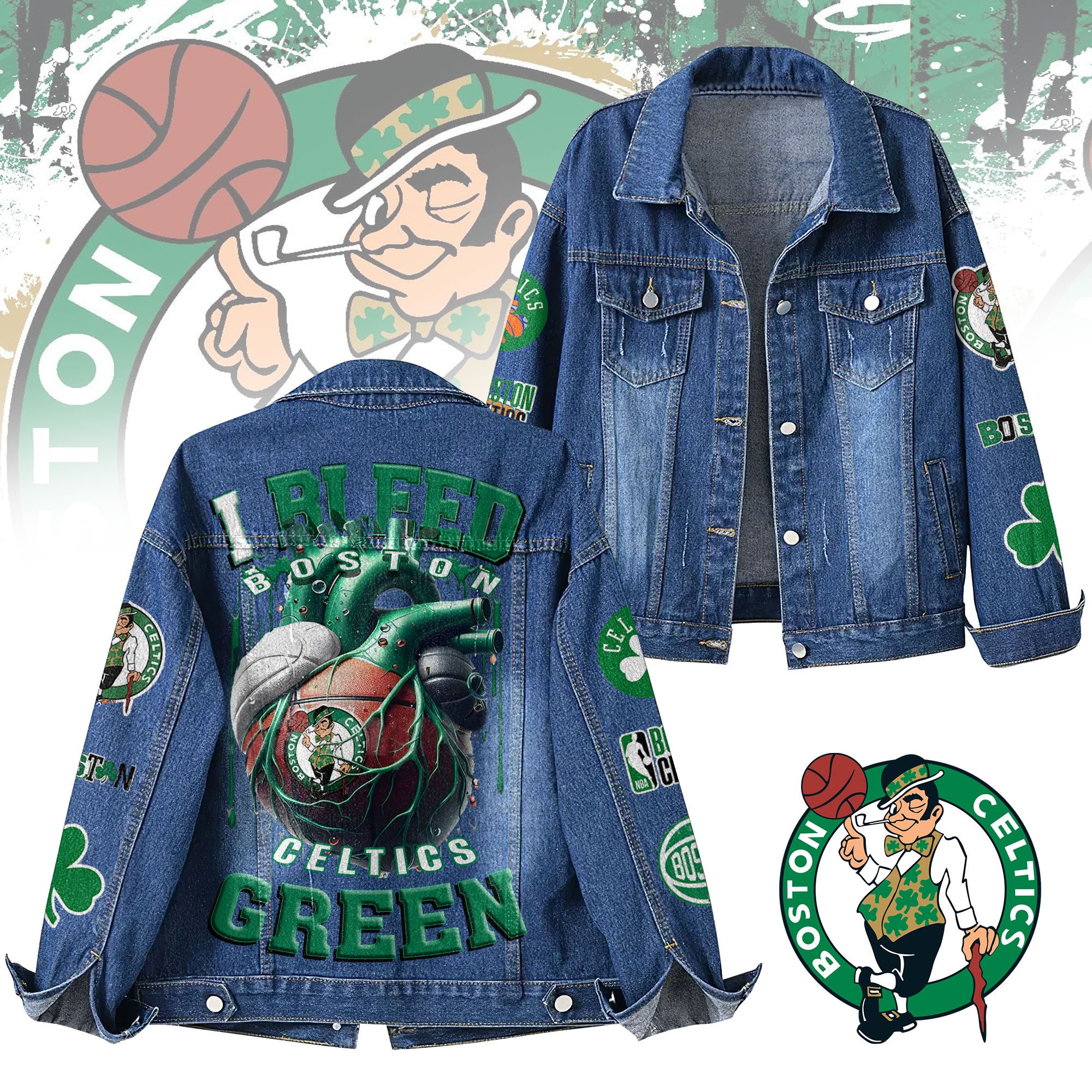 Boston Celtics NBA Denim Jacket Gift For Fans