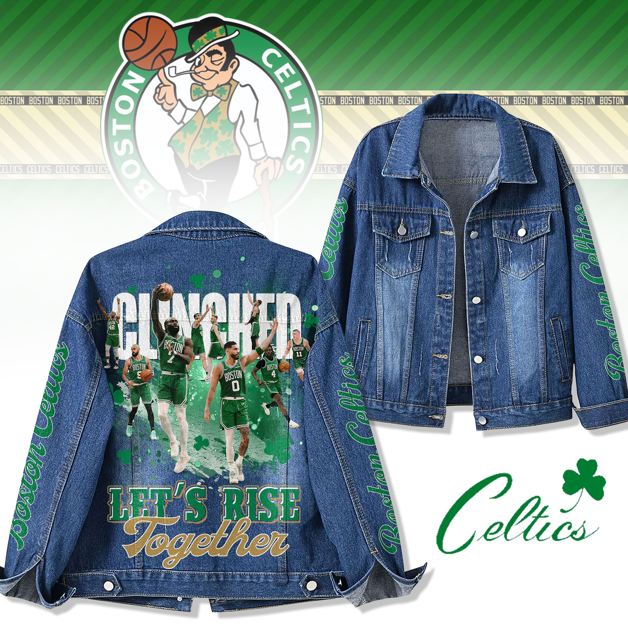 Boston Celtics NBA Denim Jacket Gift For Fans
