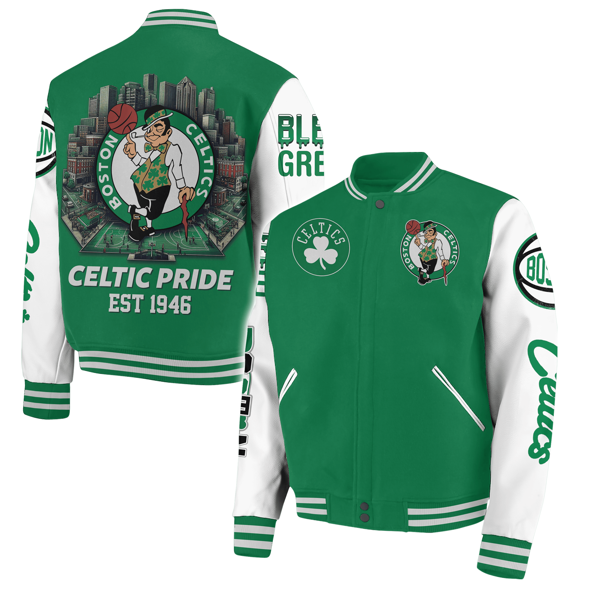 Boston Celtics NBA Style Baseball Jacket For Fans