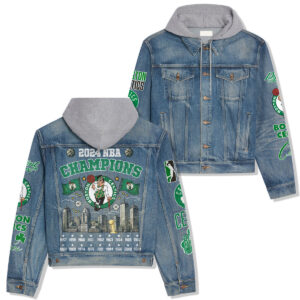 Boston Celtics NBA Style Hooded Denim Jacket For Fans
