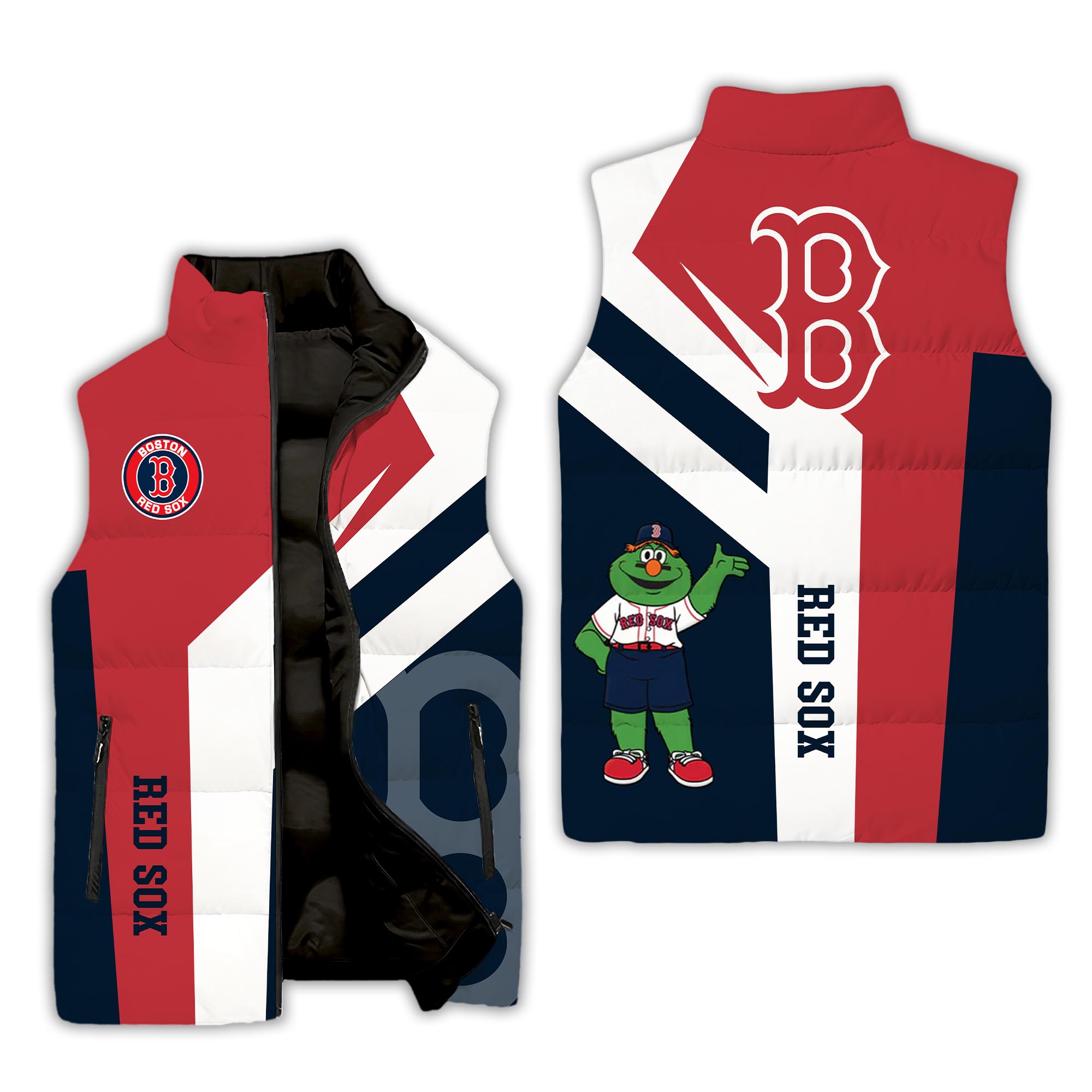 Boston Red Sox MLB Style Sleeveless Puffer Jacket For Fans
