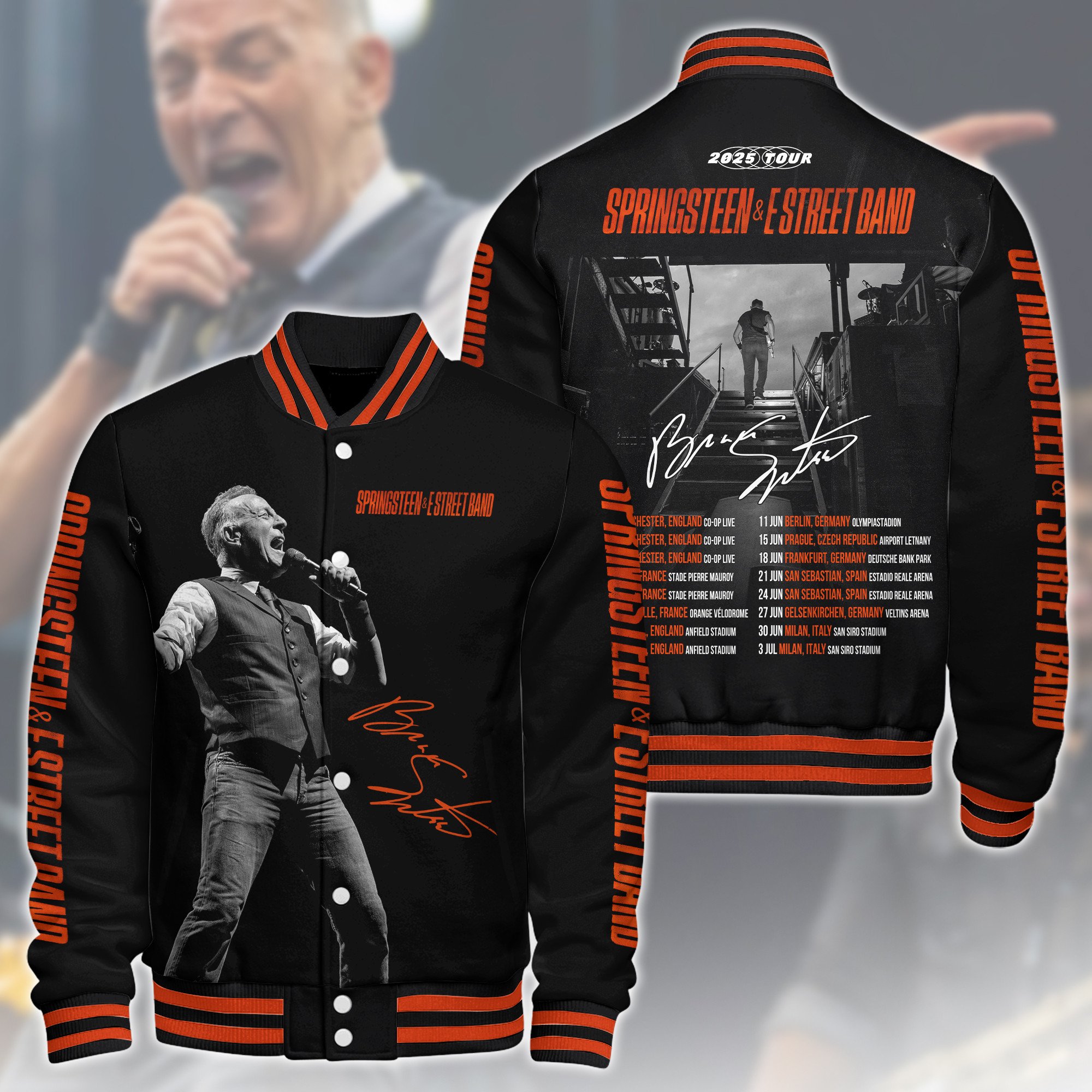 Bruce Springsteen Music Style Baseball Jacket For Fans