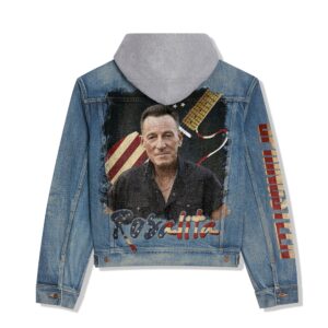Bruce Springsteen Music Style Hooded Denim Jacket For Fans