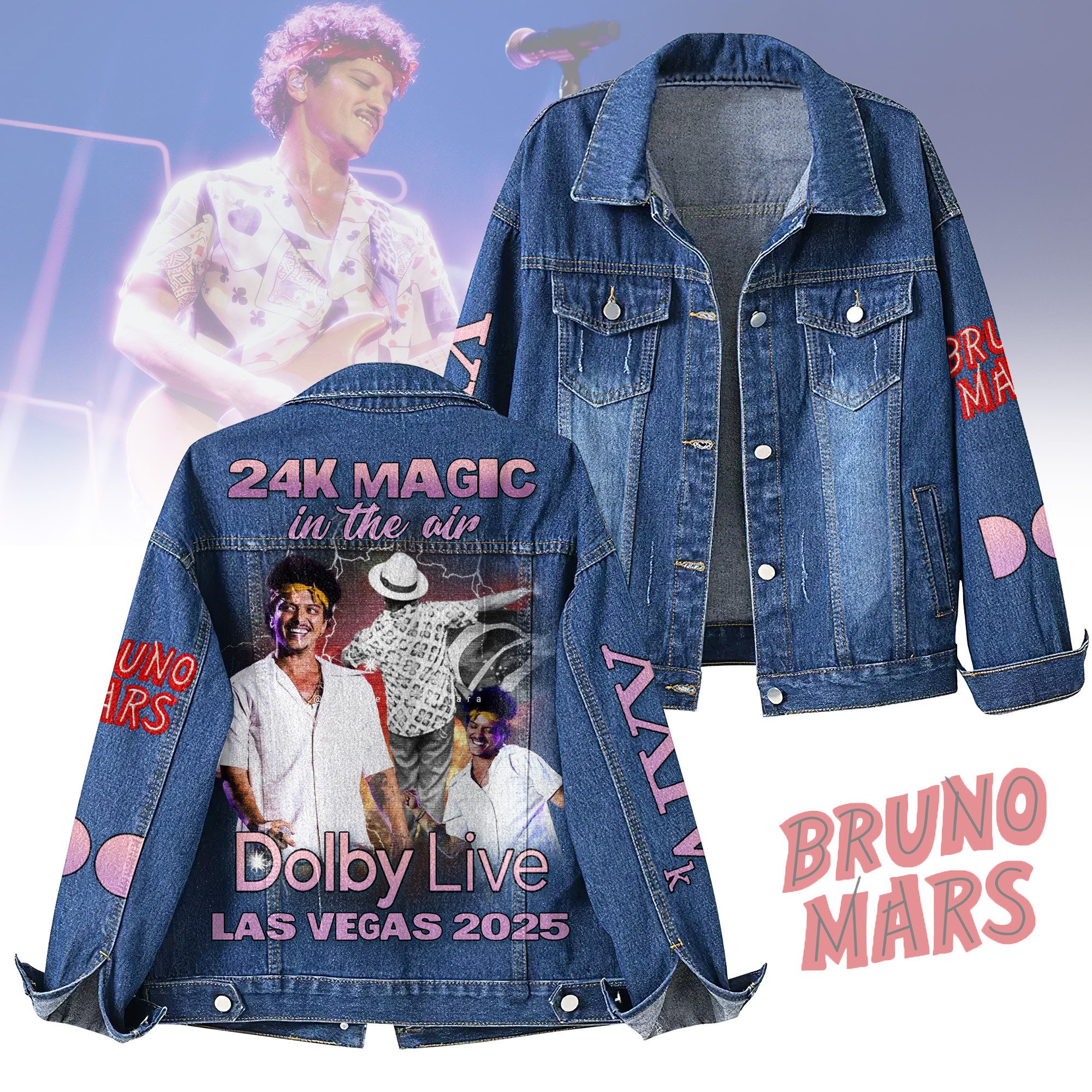 Bruno Mars Music Denim Jacket Gift For Fans