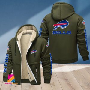 Buffalo Bills NFL Style Fleece Zip Hoodie Jacket For Fans