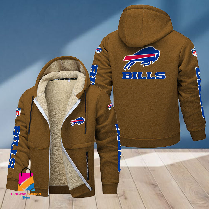 Buffalo Bills NFL Style Fleece Zip Hoodie Jacket For Fans