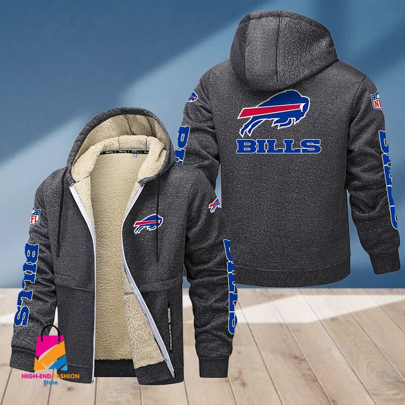 Buffalo Bills NFL Style Fleece Zip Hoodie Jacket For Fans