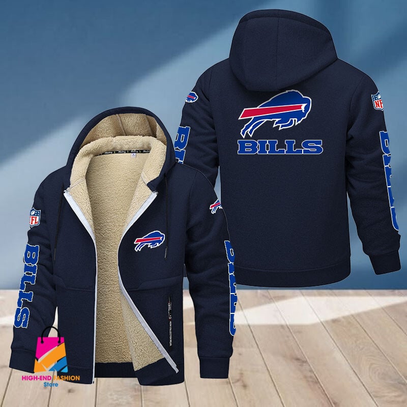 Buffalo Bills NFL Style Fleece Zip Hoodie Jacket For Fans