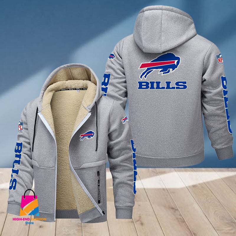 Buffalo Bills NFL Style Fleece Zip Hoodie Jacket For Fans