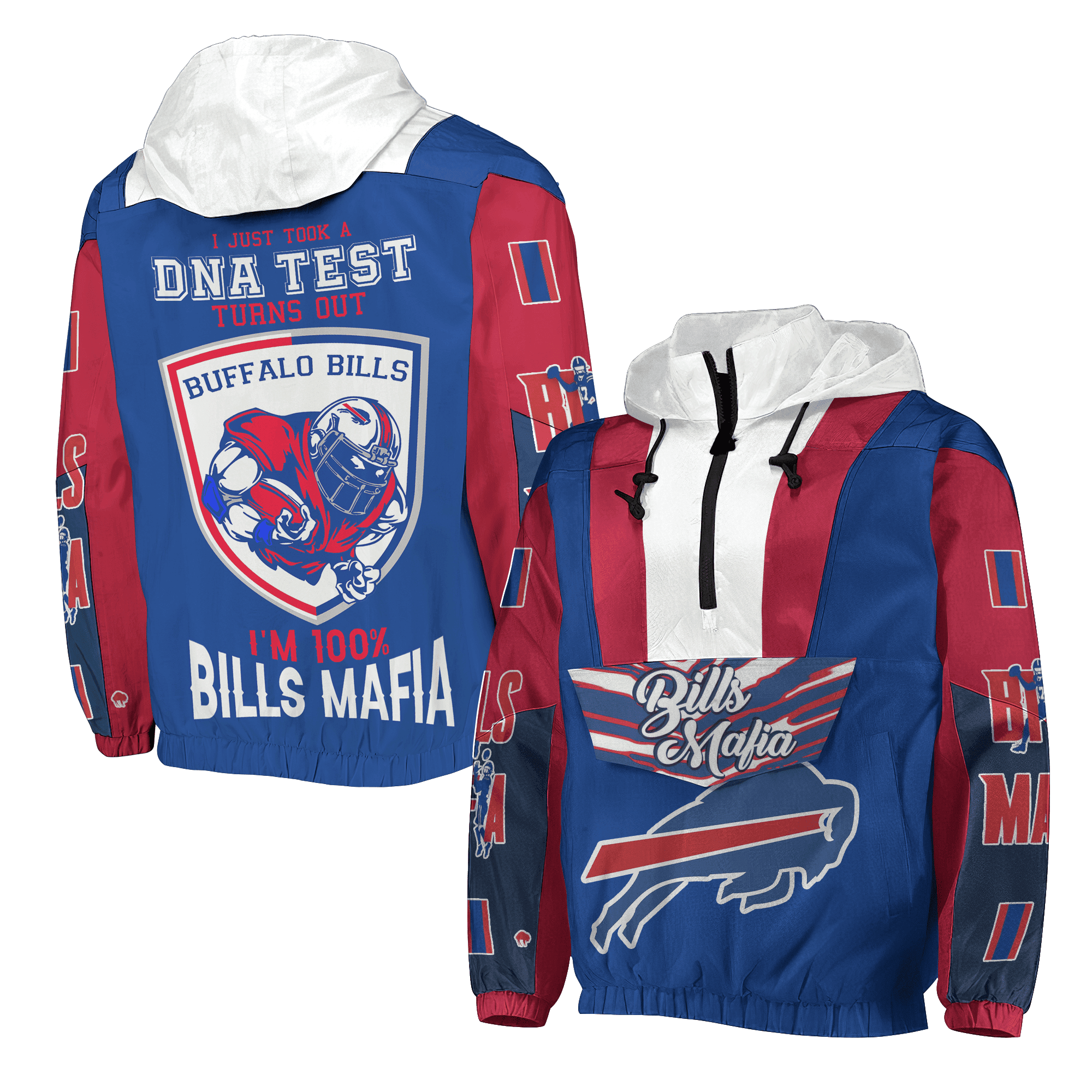 Buffalo Bills NFL Style Half-Zip Hoodie Jacket For Fans