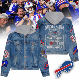 Buffalo Bills NFL Style Hooded Denim Jacket For Fans