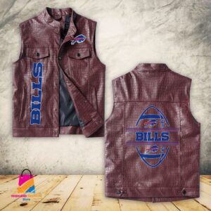Buffalo Bills NFL Style Sleeveless Leather Jacket For Fans