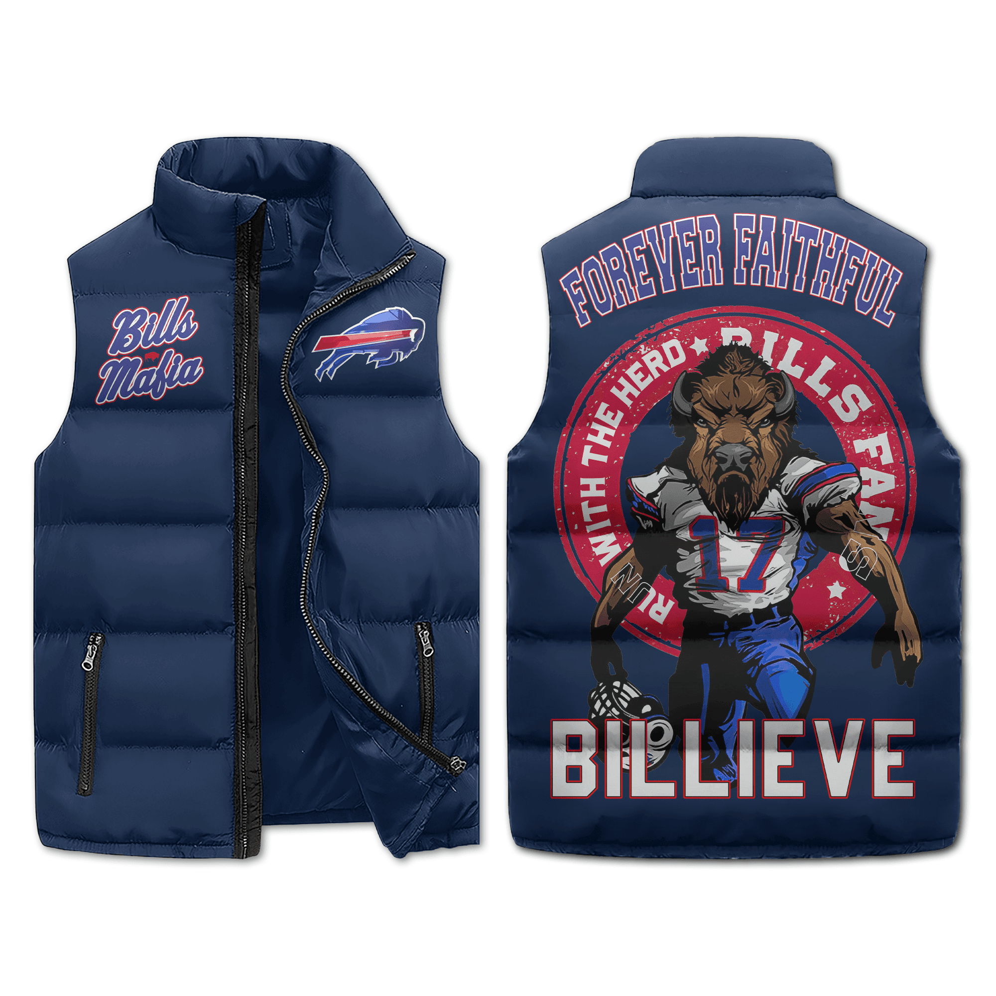 Buffalo Bills NFL Style Sleeveless Puffer Jacket For Fans