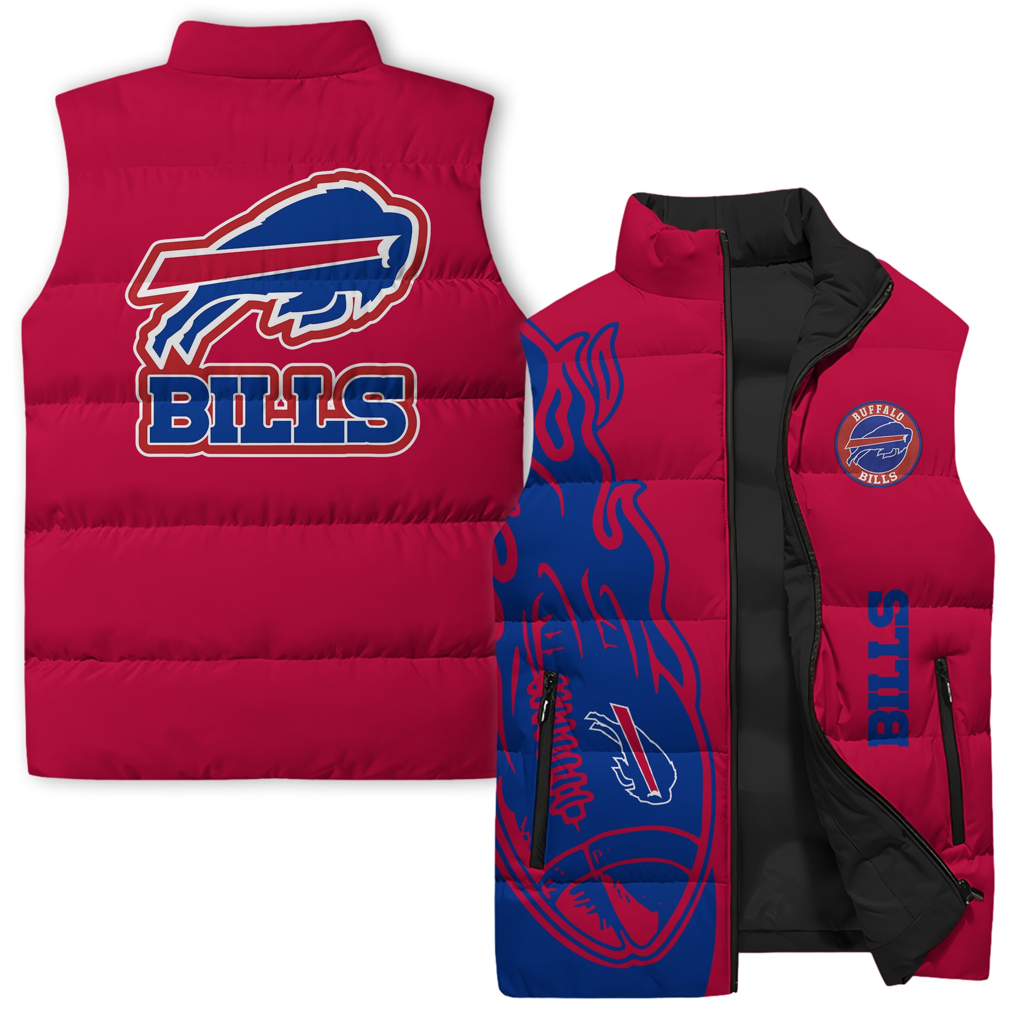 Buffalo Bills NFL Style Sleeveless Puffer Jacket For Fans