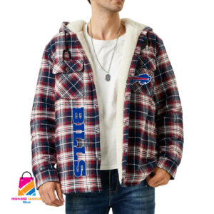 Buffalo Bills NFL Style Zip Fleece Flannel Jacket For Fans