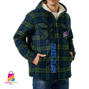 Buffalo Bills NFL Style Zip Fleece Flannel Jacket For Fans