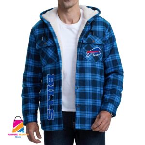 Buffalo Bills NFL Style Zip Fleece Flannel Jacket For Fans