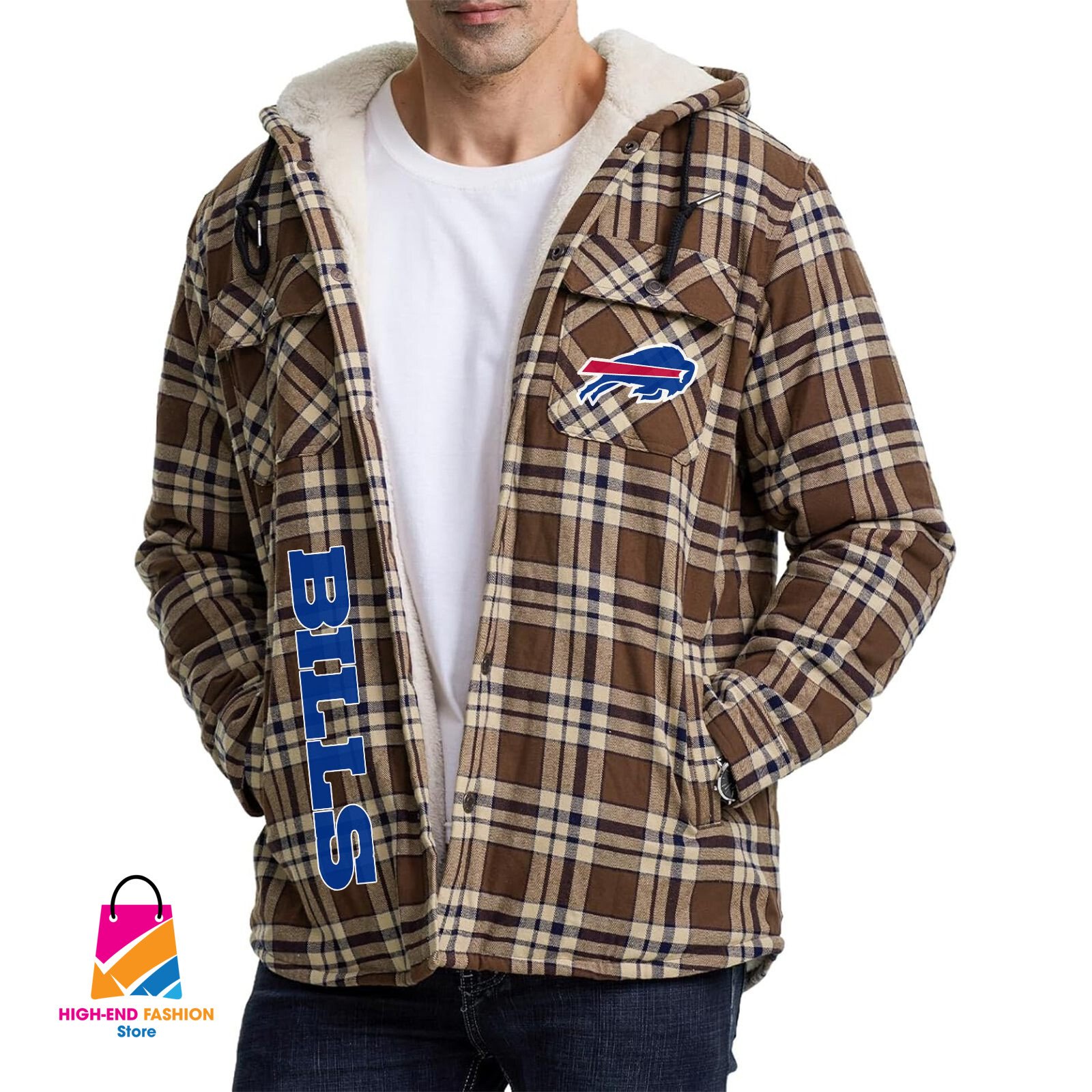 Buffalo Bills NFL Style Zip Fleece Flannel Jacket For Fans