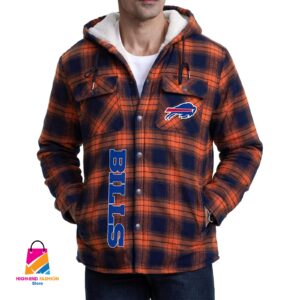 Buffalo Bills NFL Style Zip Fleece Flannel Jacket For Fans