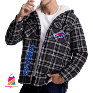 Buffalo Bills NFL Style Zip Fleece Flannel Jacket For Fans