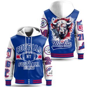 Buffalo Bulls NCAA Style Leather Baseball Jacket With Hooded For Fans