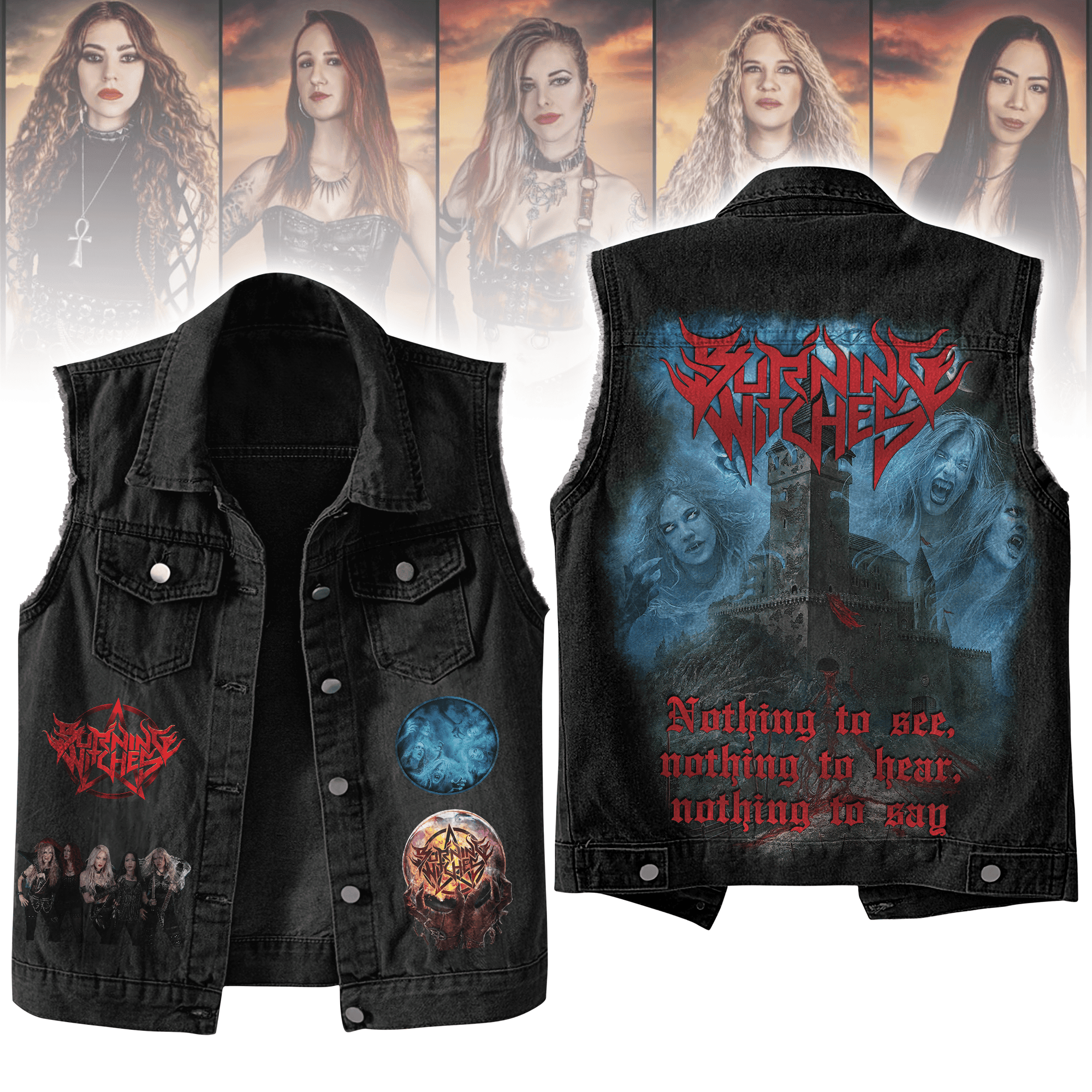Burning Witches Music Style Sleeveless Jacket For Fans