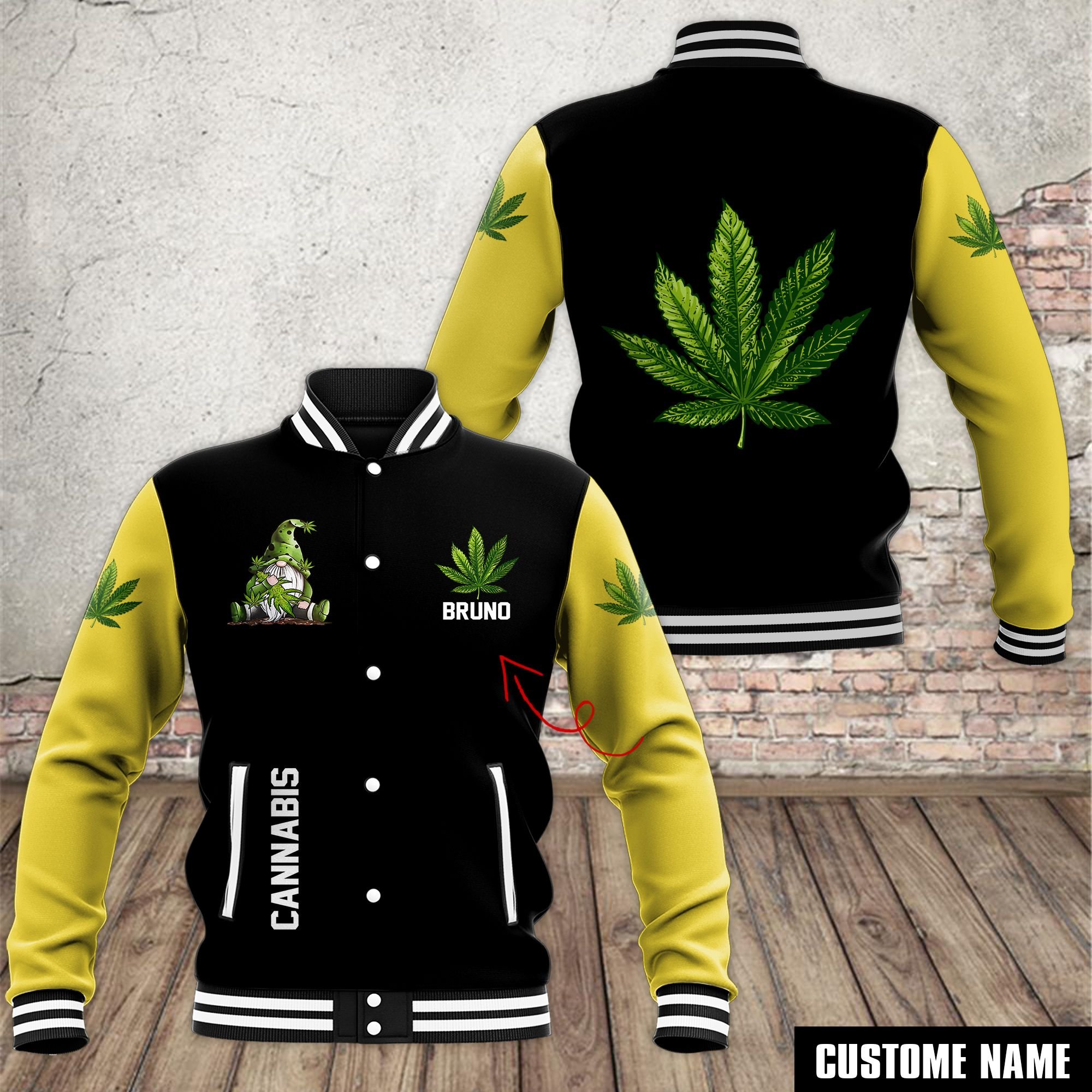 Cannabis Style Baseball Jacket For Fans