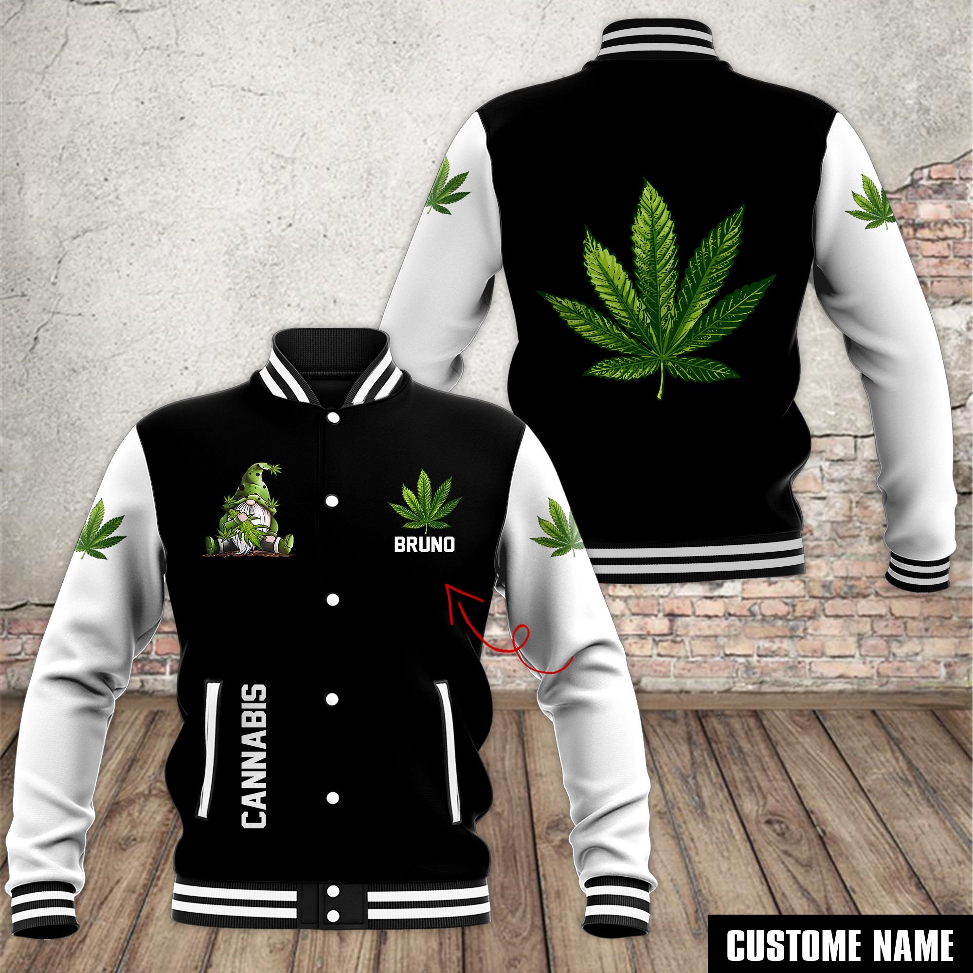 Cannabis Style Baseball Jacket For Fans