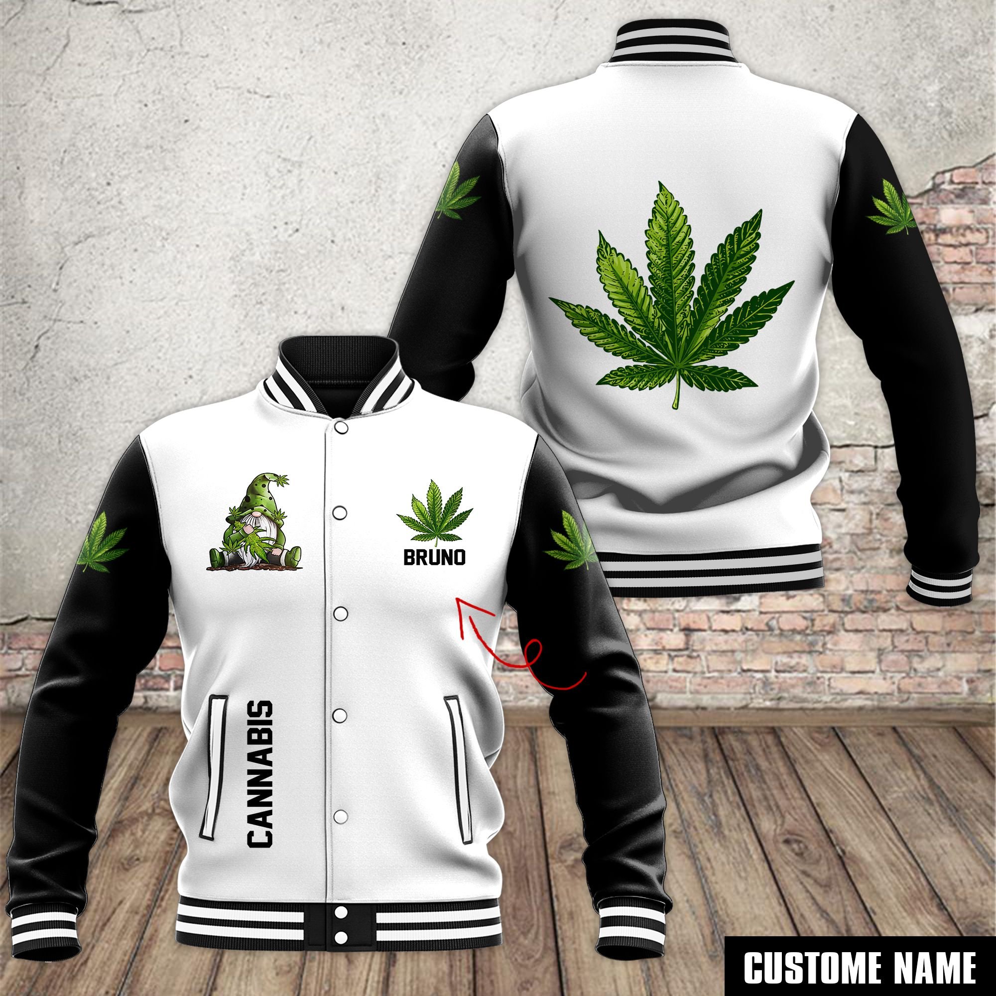 Cannabis Style Baseball Jacket For Fans