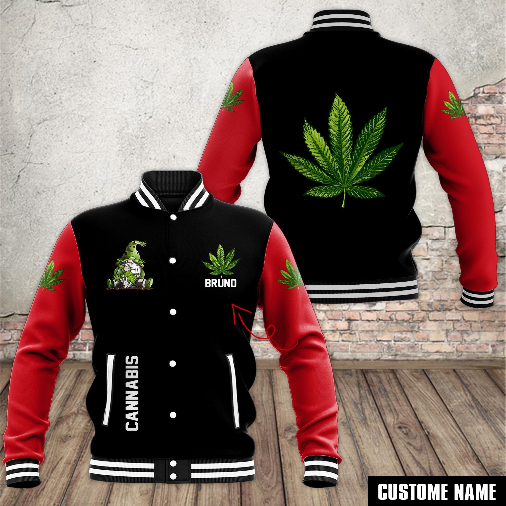 Cannabis Style Baseball Jacket For Fans