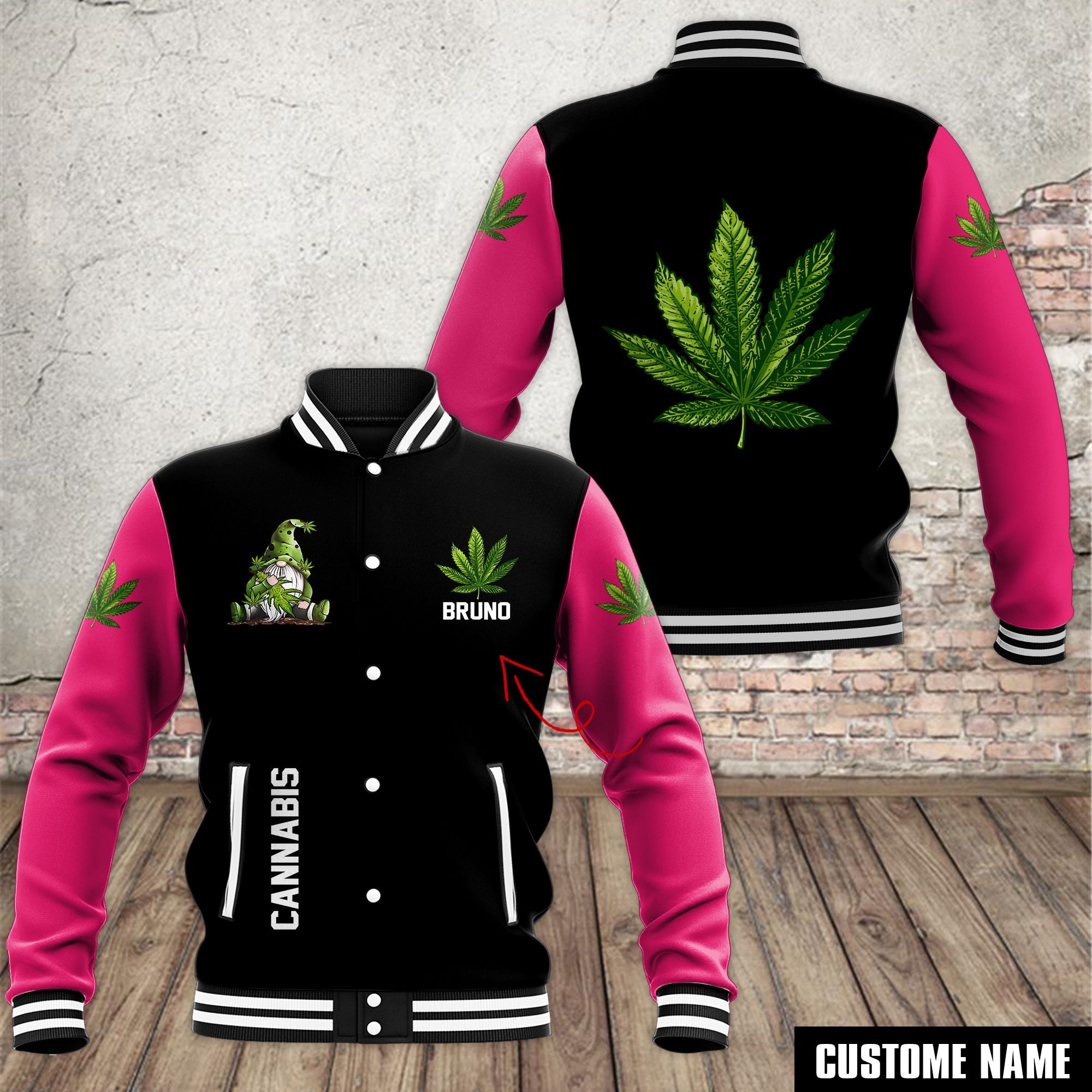 Cannabis Style Baseball Jacket For Fans