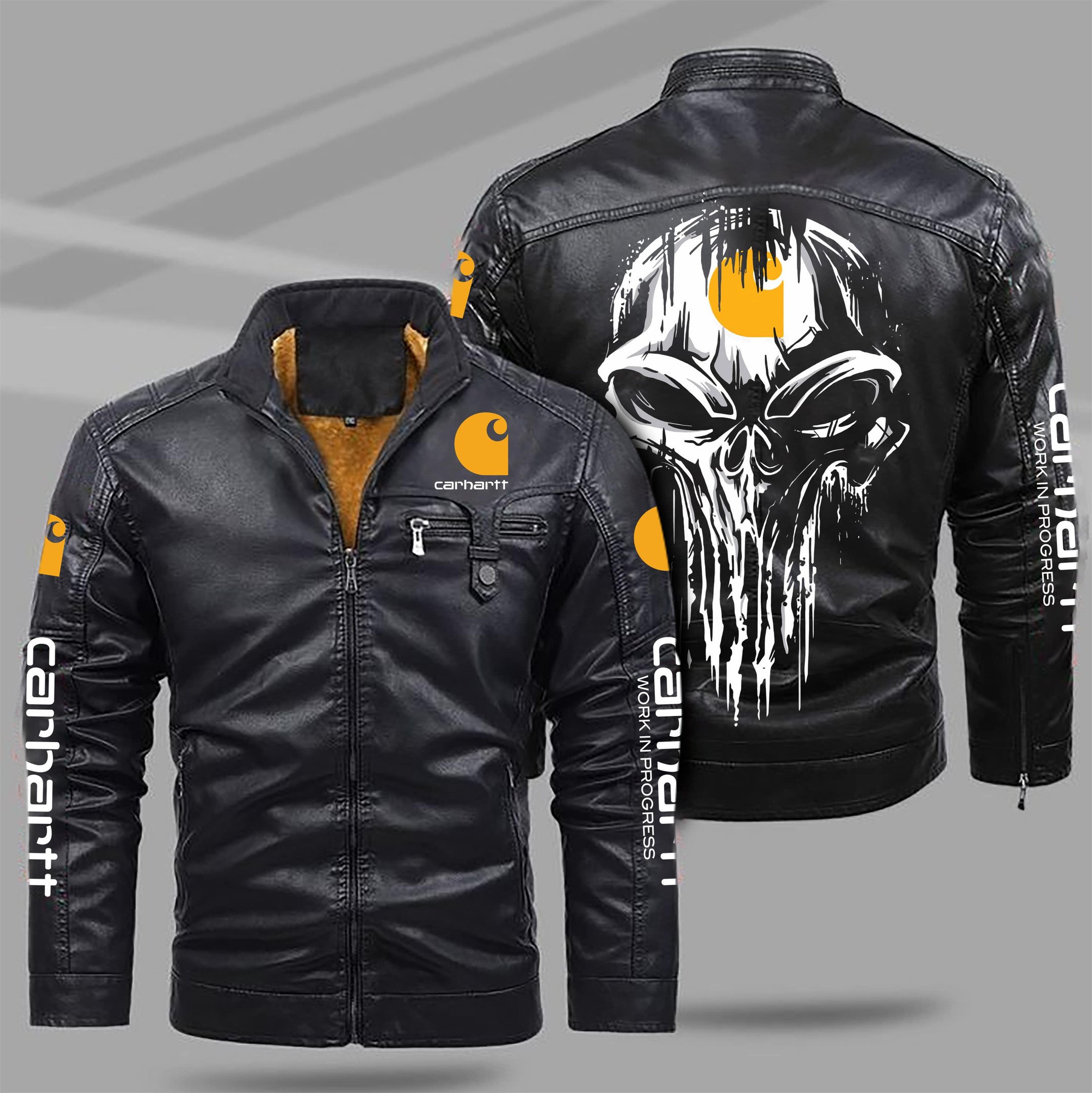 Carhartt Style Fleece Lined Leather Jacket For Fans