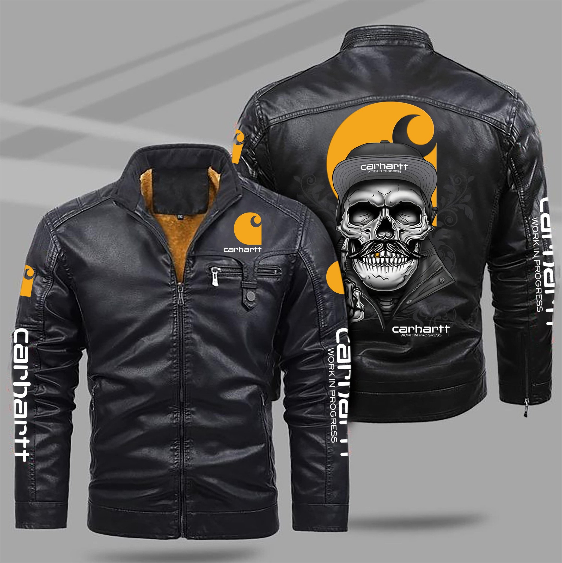 Carhartt Style Fleece Lined Leather Jacket For Fans