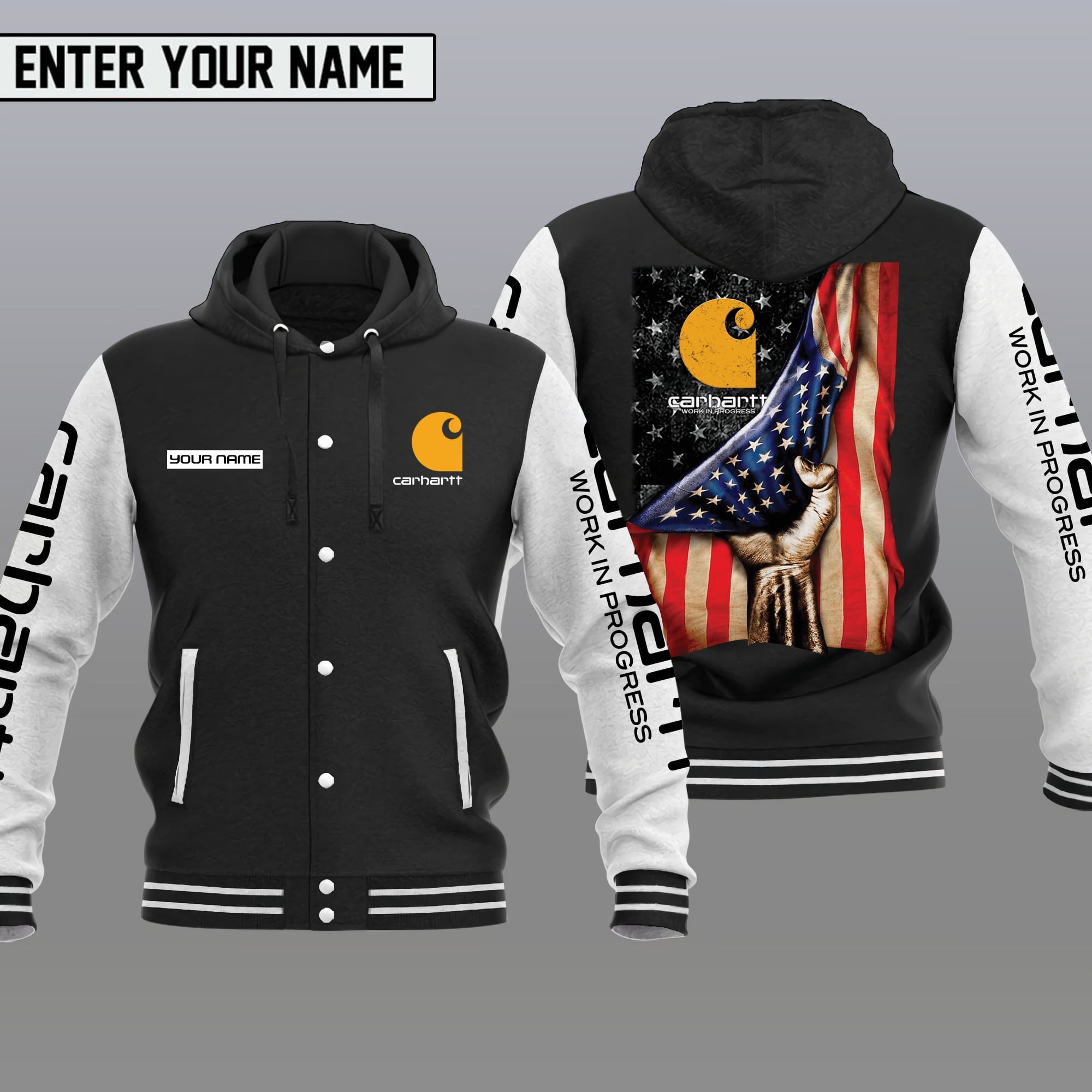Carhartt Style Hooded Baseball Jacket For Fans