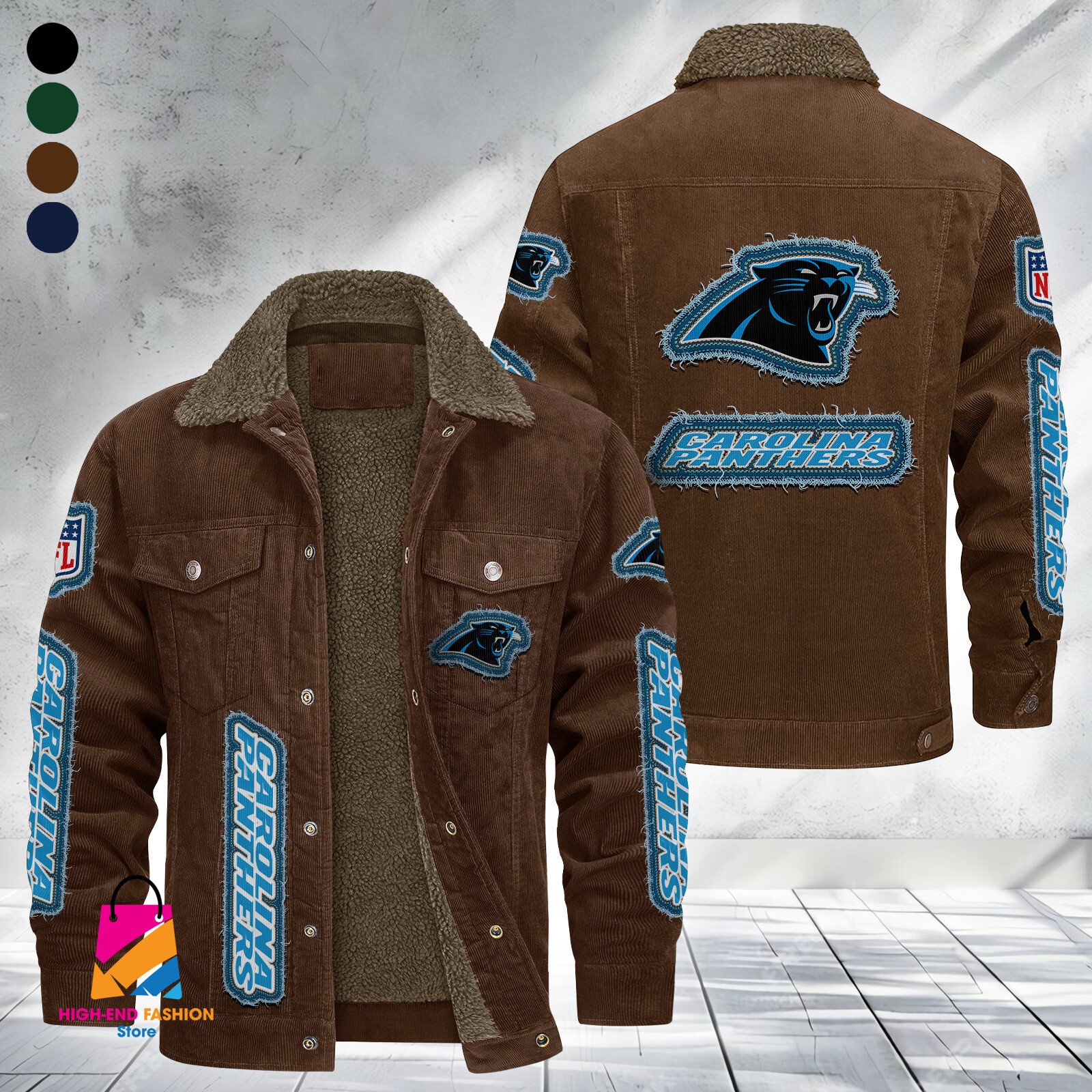 Carolina Panthers NFL Style Fleece Thermal Cotton Jacket For Fans