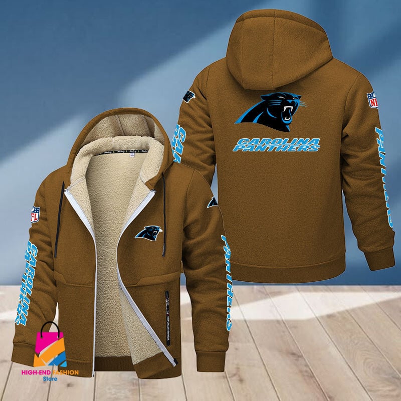 Carolina Panthers NFL Style Fleece Zip Hoodie Jacket For Fans