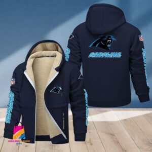 Carolina Panthers NFL Style Fleece Zip Hoodie Jacket For Fans