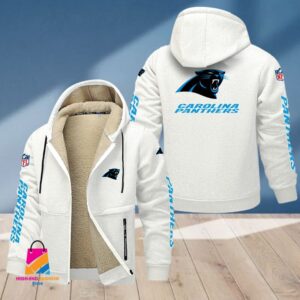 Carolina Panthers NFL Style Fleece Zip Hoodie Jacket For Fans
