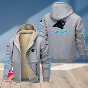 Carolina Panthers NFL Style Fleece Zip Hoodie Jacket For Fans