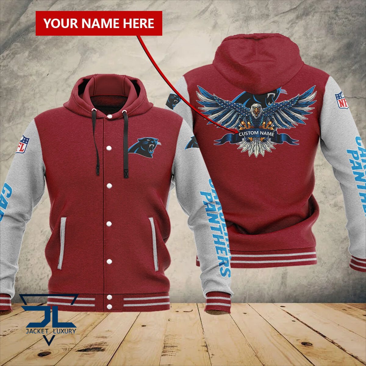 Carolina Panthers NFL Style Hooded Baseball Jacket For Fan