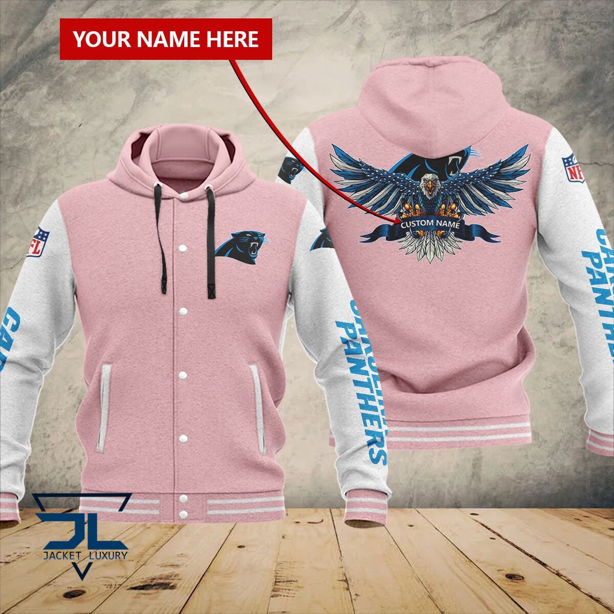 Carolina Panthers NFL Style Hooded Baseball Jacket For Fan