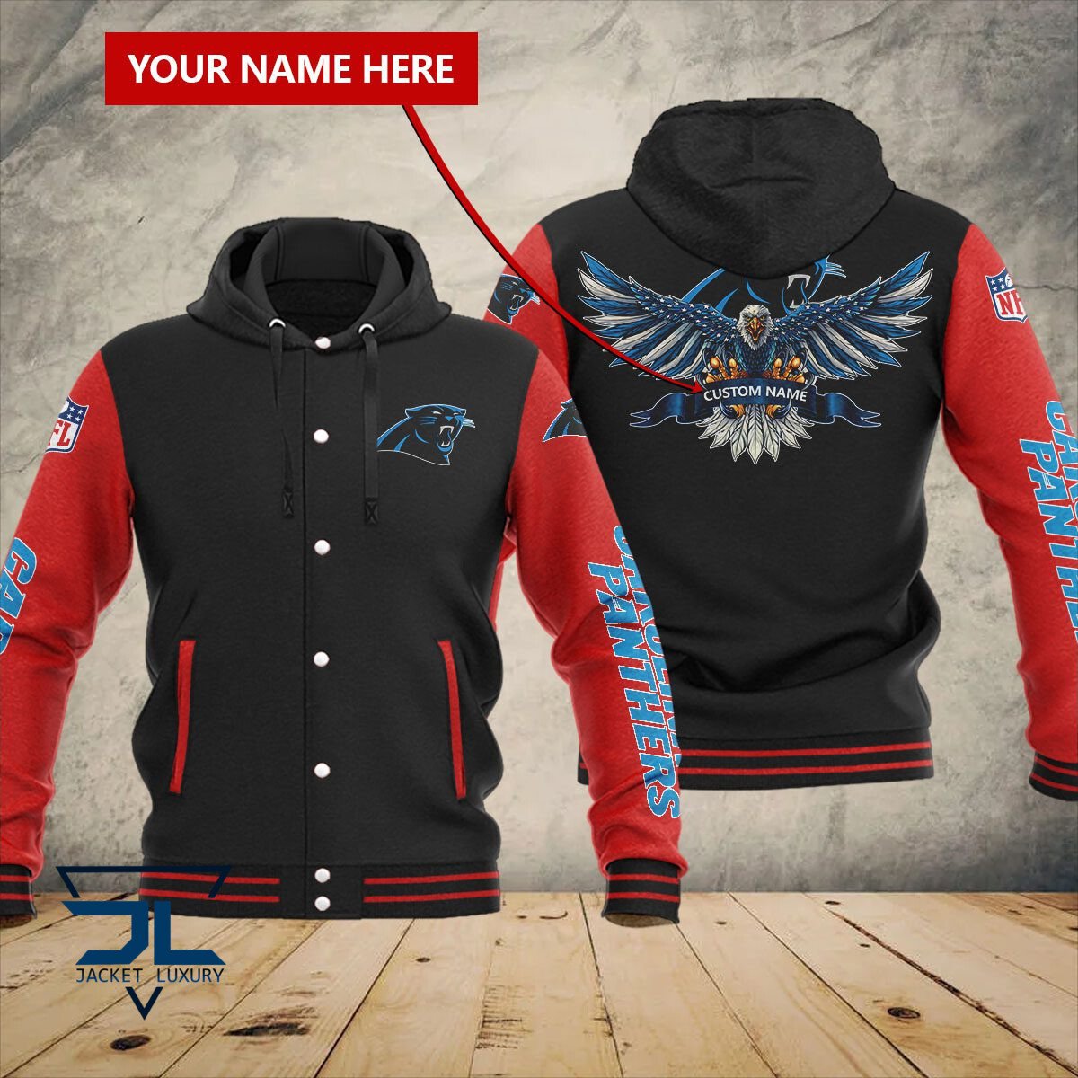 Carolina Panthers NFL Style Hooded Baseball Jacket For Fan