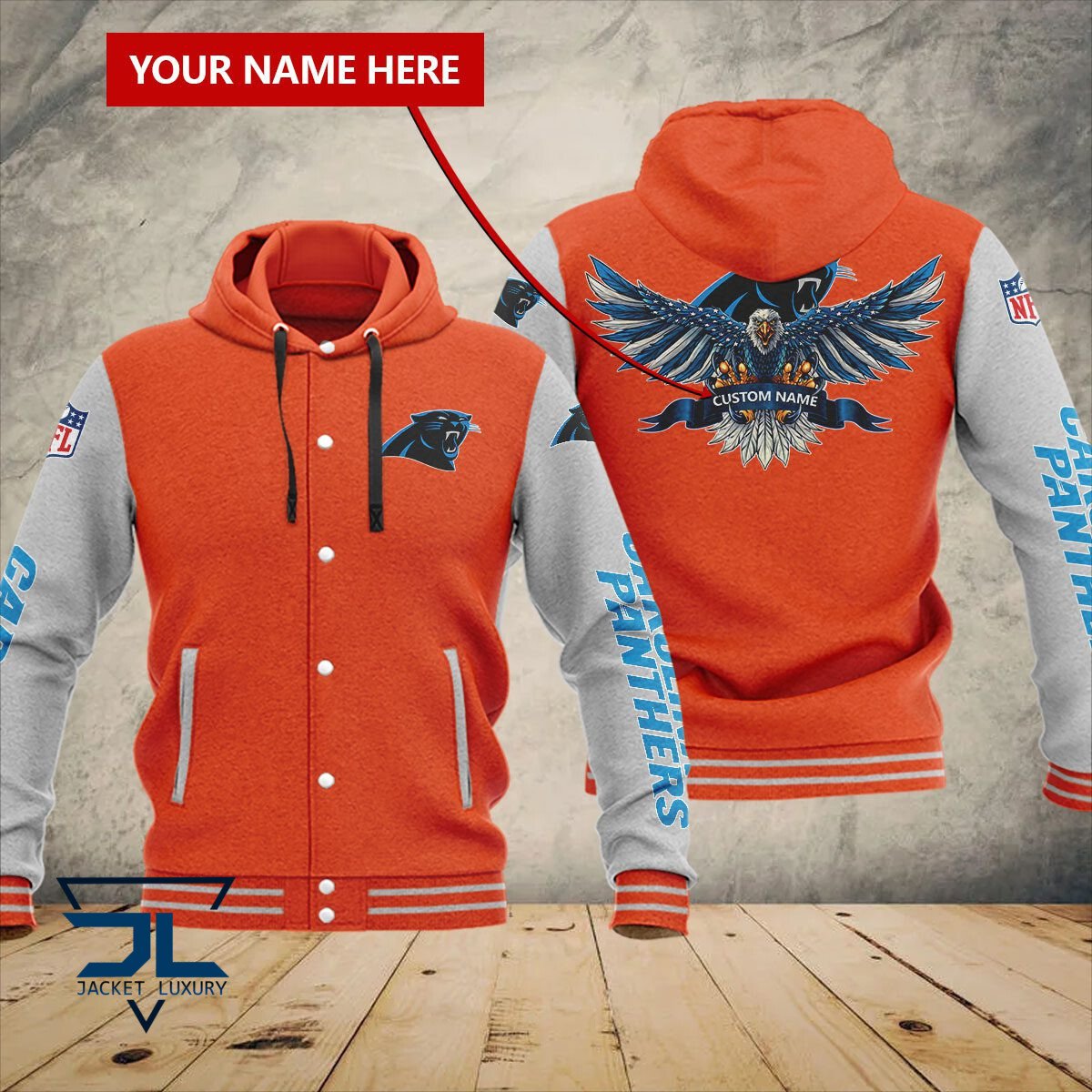 Carolina Panthers NFL Style Hooded Baseball Jacket For Fan