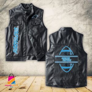 Carolina Panthers NFL Style Sleeveless Leather Jacket For Fans