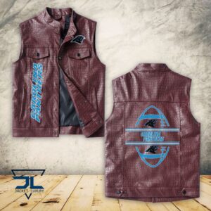 Carolina Panthers NFL Style Sleeveless Leather Jacket For Fans