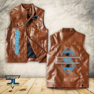 Carolina Panthers NFL Style Sleeveless Leather Jacket For Fans