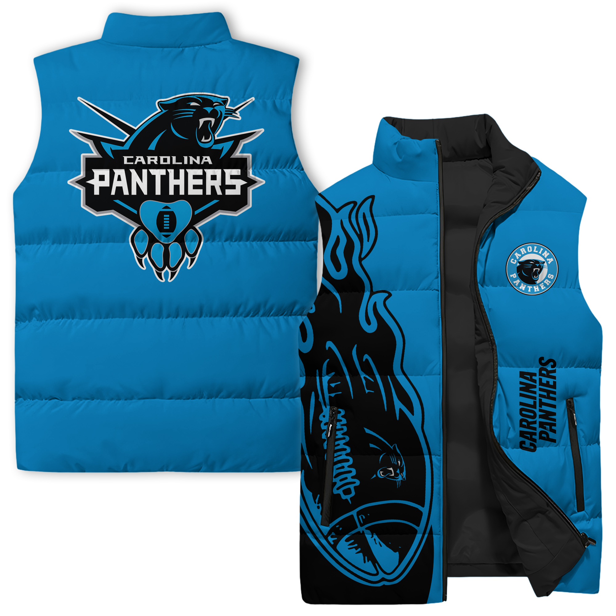Carolina Panthers NFL Style Sleeveless Puffer Jacket For Fans
