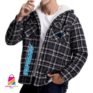 Carolina Panthers NFL Style Zip Fleece Flannel Jacket For Fans